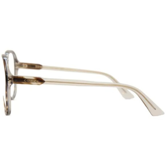 Gucci Round Eyeglasses GG1036O-002 Shiny Medium Havana Frame Transparent Lenses - Picture 5 of 6